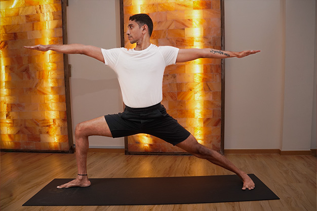 Hatha Yoga 1 class at Sky Yoga focusing on balance, strength, and flexibility through static poses and breathing exercises.